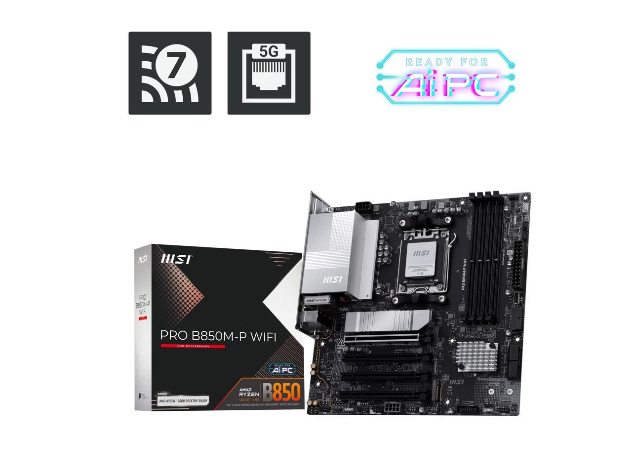 MSI PRO B850M-P WIFI AM5 AMD B - Am5 Micro Atx Pcie 5.0 Motherboard 评论和价格