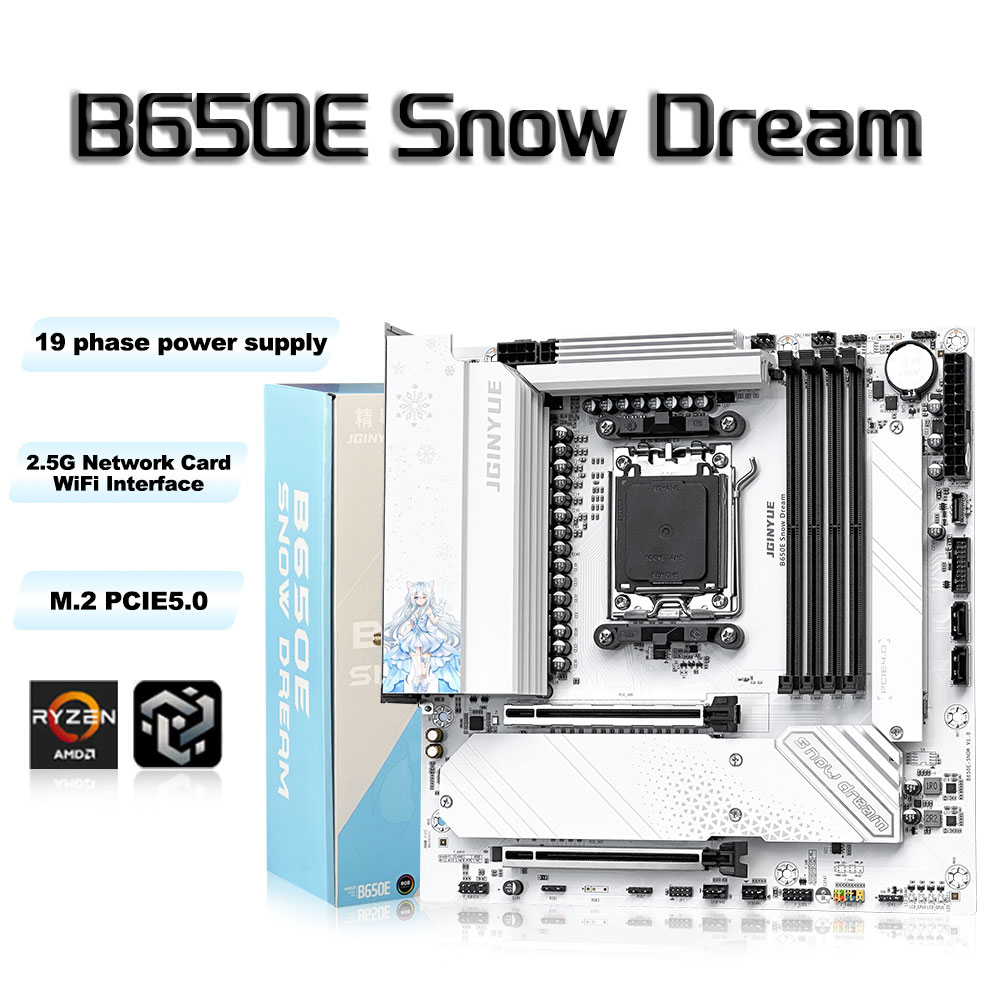 JGINYUE B650E Snow Dream AM5 M - Am5 Micro Atx Pcie 5.0 Motherboard 评论和价格
